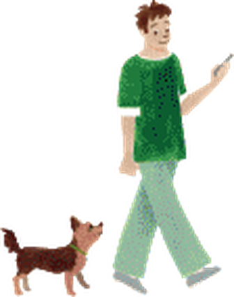 スマホの男性と犬
